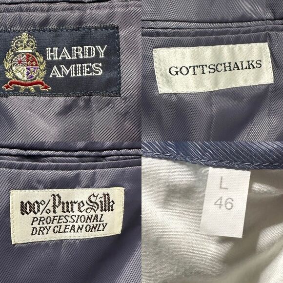 Gottschalks Blazer Men’s 46L Silk Gray Office Formal Classic Suit Jacket - Picture 7 of 7